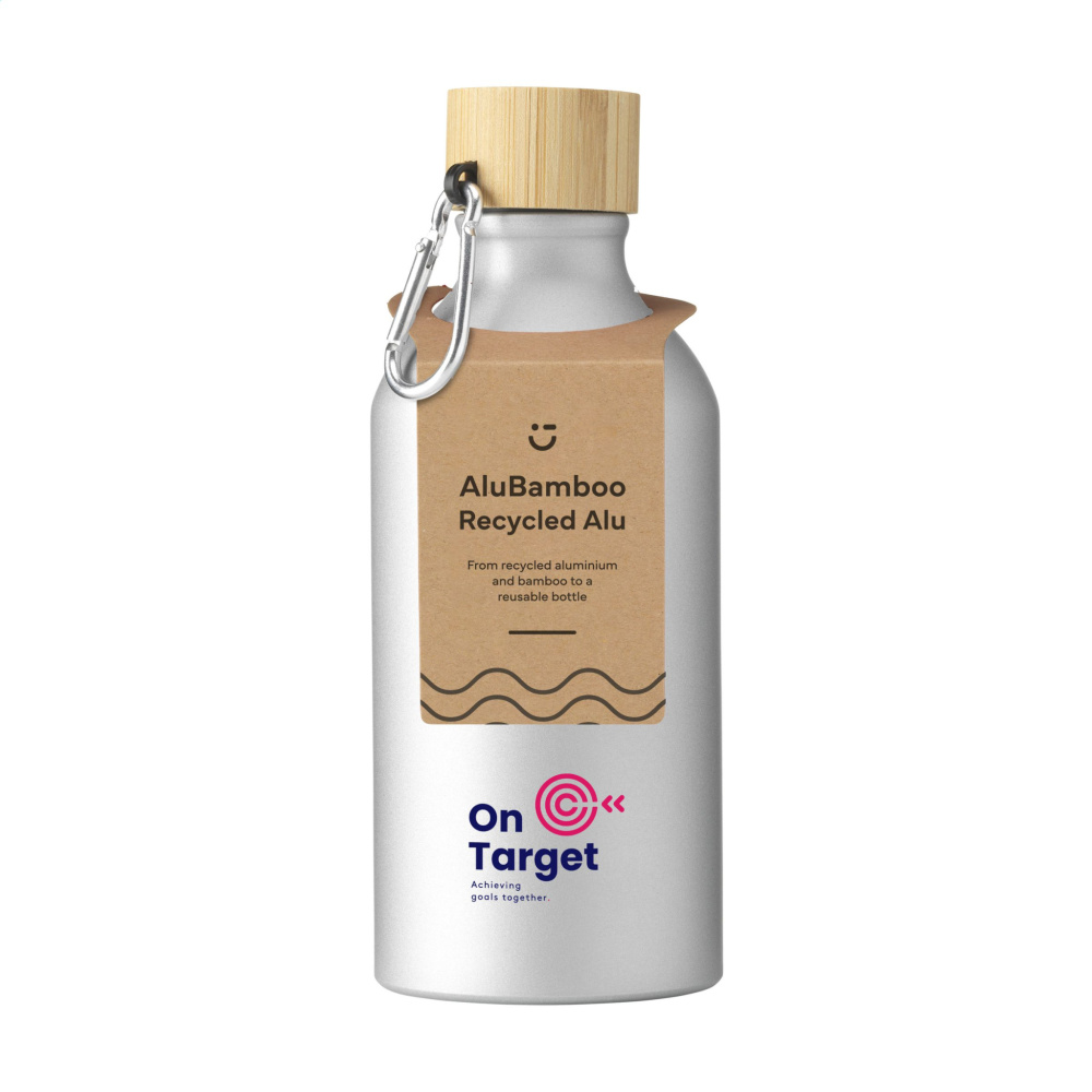 Logo trade promotional item photo of: AluBamboo GRS Recycled Alu 500 ml water bottle